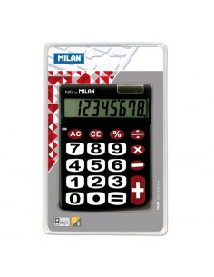 Milan Calculadora de Sobremesa - 10 Digitos - Teclas Grandes - Tecla Rectificacion Entrada de Datos - Color Negro
