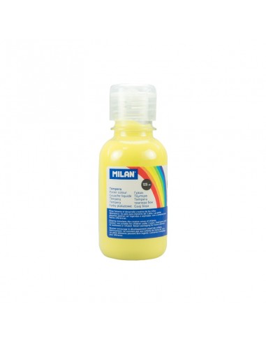 Milan Botella de Tempera - 125ml - Tapon Dosificador - Secado Rapido - Mezclable - Color Amarillo Limon