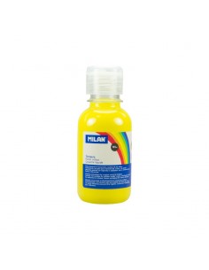 Milan Botella de Tempera - 125ml - Tapon Dosificador - Secado Rapido - Mezclable - Color Amarillo