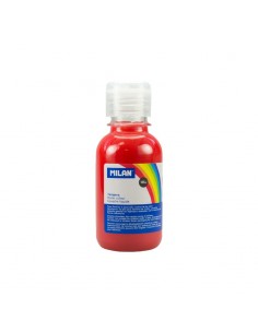 Milan Botella de Tempera - 125ml - Tapon Dosificador - Secado Rapido - Mezclable - Color Rojo Bermellon