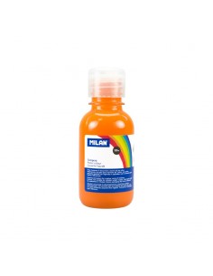 Milan Botella de Tempera - 125ml - Tapon Dosificador - Secado Rapido - Mezclable - Color Naranja