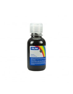 Milan Botella de Tempera - 125ml - Tapon Dosificador - Secado Rapido - Mezclable - Color Negro