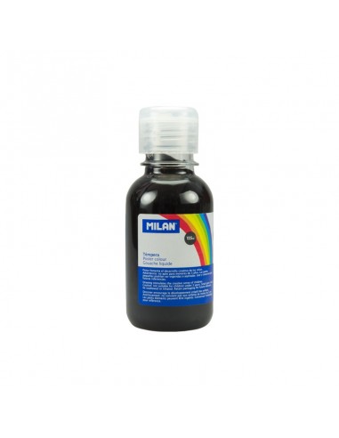 Milan Botella de Tempera - 125ml - Tapon Dosificador - Secado Rapido - Mezclable - Color Negro