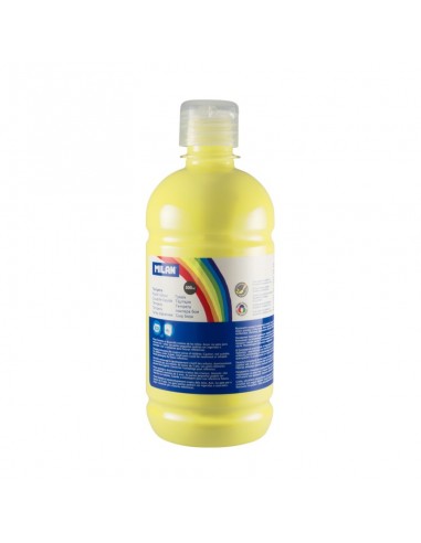Milan Botella de Tempera - 500ml - Tapon Dosificador - Secado Rapido - Mezclable - Color Amarillo Limon