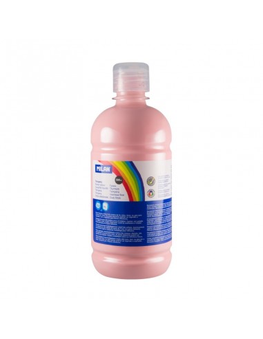 Milan Botella de Tempera - 500ml - Tapon Dosificador - Secado Rapido - Mezclable - Color Rosa Palido