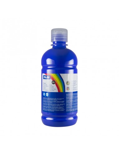 Milan Botella de Tempera - 500ml - Tapon Dosificador - Secado Rapido - Mezclable - Color Azul Marino