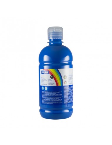 Milan Botella de Tempera - 500ml - Tapon Dosificador - Secado Rapido - Mezclable - Color Cyan