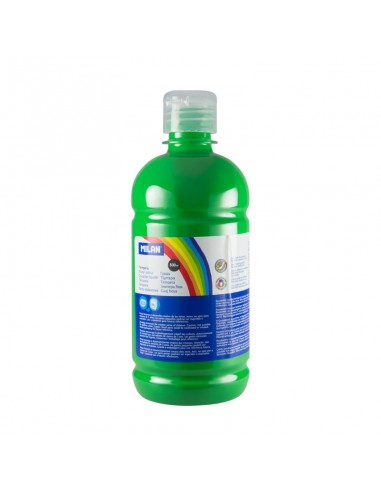 Milan Botella de Tempera - 500ml - Tapon Dosificador - Secado Rapido - Mezclable - Color Verde Claro