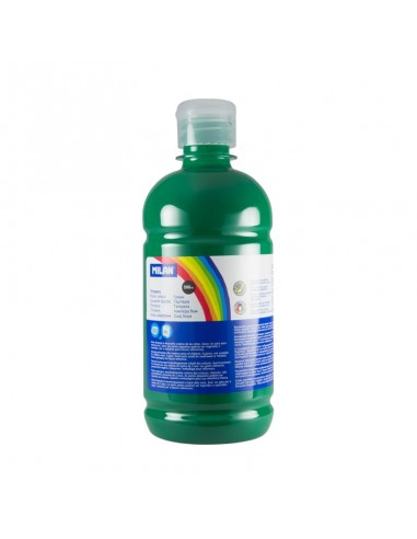 Milan Botella de Tempera - 500ml - Tapon Dosificador - Secado Rapido - Mezclable - Color Verde Oscuro