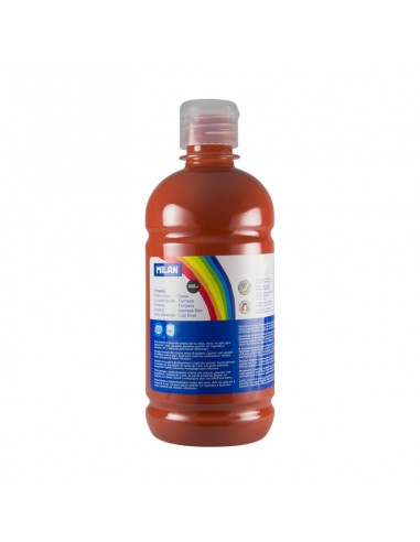 Milan Botella de Tempera - 500ml - Tapon Dosificador - Secado Rapido - Mezclable - Color Marron