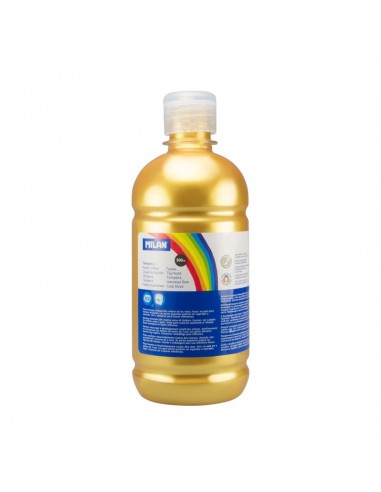 Milan Botella de Tempera - 500ml - Tapon Dosificador - Secado Rapido - Mezclable - Color Oro