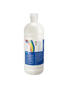 Milan Botella de Tempera - 1000ml - Tapon Dosificador - Secado Rapido - Mezclable - Color Blanco