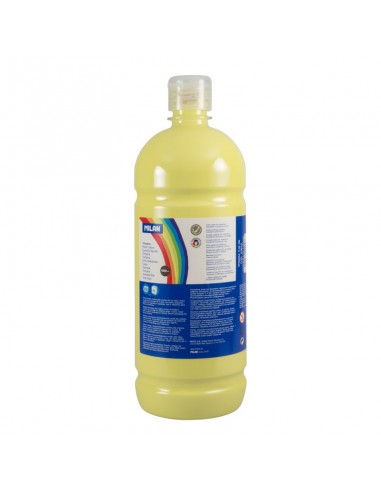 Milan Botella de Tempera - 1000ml - Tapon Dosificador - Secado Rapido - Mezclable - Color Amarillo Limon