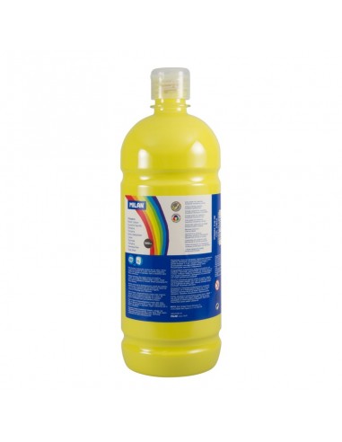 Milan Botella de Tempera - 1000ml - Tapon Dosificador - Secado Rapido - Mezclable - Color Amarillo