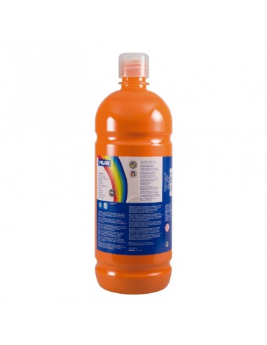 Milan Botella de Tempera - 1000ml - Tapon Dosificador - Secado Rapido - Mezclable - Color Naranja