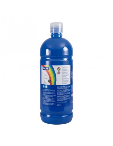 Milan Botella de Tempera - 1000ml - Tapon Dosificador - Secado Rapido - Mezclable - Color Cyan