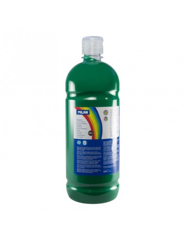 Milan Botella de Tempera - 1000ml - Tapon Dosificador - Secado Rapido - Mezclable - Color Verde Oscuro