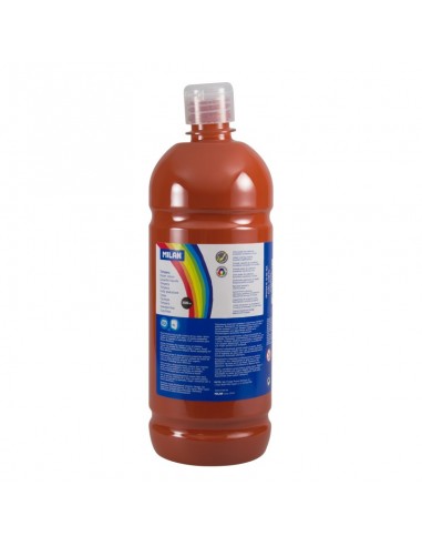 Milan Botella de Tempera - 1000ml - Tapon Dosificador - Secado Rapido - Mezclable - Color Marron