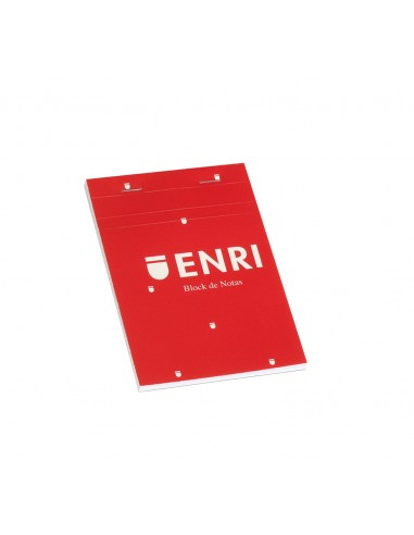 Enri Bloc de Notas Grapado Formato A6 Cuadriculado 4x4mm - 80 Hojas Microperforadas - Tapa Blanda Roja