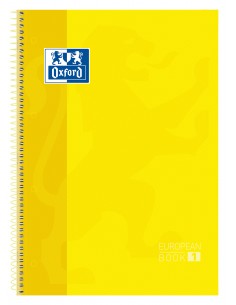 Oxford Europeanbook1 Cuaderno Espiral Formato A4-Cuadriculado 5x5mm - 80 Hojas - Tapa Extradura acabado Brillante Amarillo -