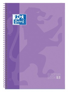 Oxford Europeanbook1 Cuaderno Espiral Formato A4-Cuadriculado 5x5mm - 80 Hojas - Tapa Extradura acabado Brillante Malva-