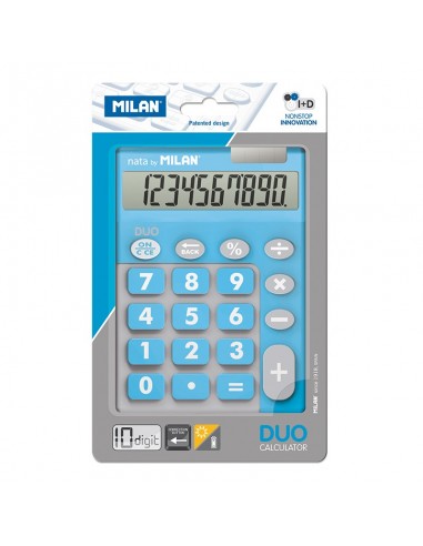 Milan Calculadora 10 Digitos Duo - Calculadora de Sobremesa - Teclas Grandes - Tecla Rectificacion Entrada de Datos - Color