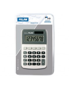 Milan Calculadora de 8 Digitos - Calculadora de Sobremesa - 3 Teclas de Memoria y Raiz Cuadrada - Color Gris