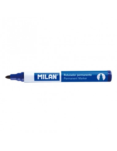 Milan Rotuladores Permanentes con Punta Redonda - Punta 4 mm - Tinta a Base de Alcohol - Color Azul