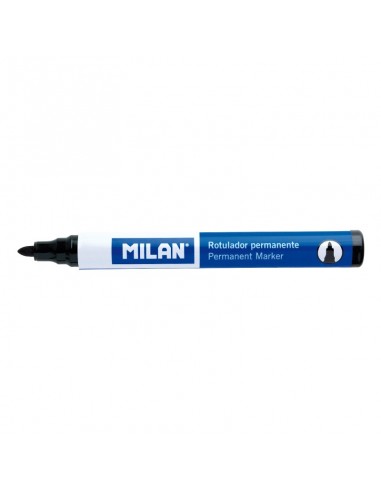 Milan Rotuladores Permanentes con Punta Redonda - Punta 4 mm - Tinta a Base de Alcohol - Color Negro