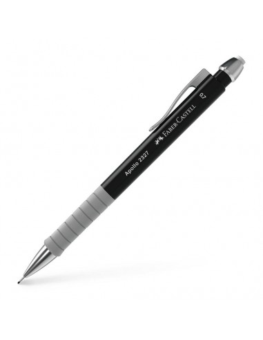 Faber-Castell Apollo Portaminas - Trazo 0.7mm - Agarre Ergonomico - Goma de Borra Integrada - Cuerpo Color Negro