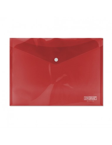 Ingraf Sobre con Cierre de Broche - Polipropileno - Tamaño A4 - Color Rojo