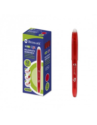 Bismark Fix Boligrafo Borrable - Punta Fina 0.7mm - Con Capuchon - Color Rojo
