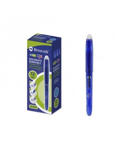 Bismark Fix Boligrafo Borrable - Punta Fina 0.7mm - Con Capuchon - Color Azul