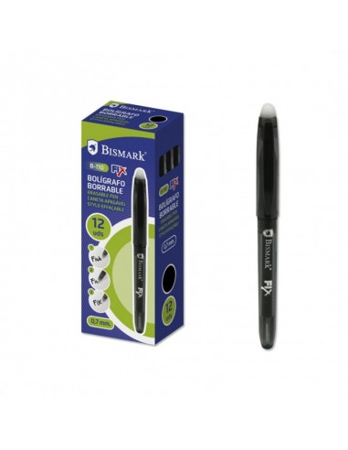 Bismark Fix Boligrafo Borrable - Punta Fina 0.7mm - Con Capuchon - Color Negro