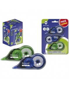 Bismark Pack de 3 Cintas Correctoras 5mm x 12m - Cuerpo Transparente - Forma Ergonomica