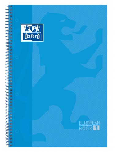 Oxford Europeanbook1 Cuaderno Espiral Formato A4-Cuadriculado 5x5mm - 80 Hojas - Tapa Extradura acabado Brillante - Banda de
