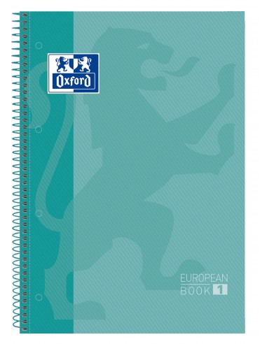 Oxford Europeanbook1 Cuaderno Espiral Formato A4-Cuadriculado 5x5mm - 80 Hojas - Tapa Extradura acabado Brillante Ice Mint-