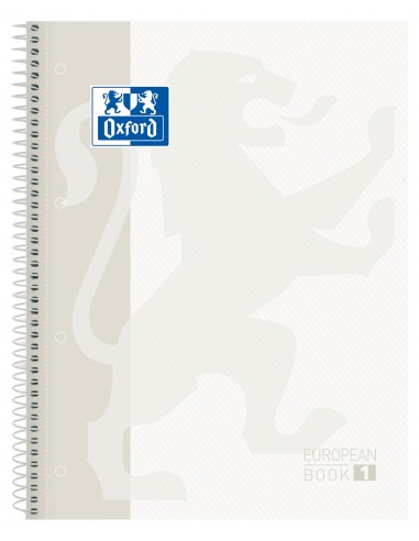 Oxford Europeanbook1 Cuaderno Espiral Formato A4-Cuadriculado 5x5mm - 80 Hojas - Tapa Extradura acabado Brillante Blanco -