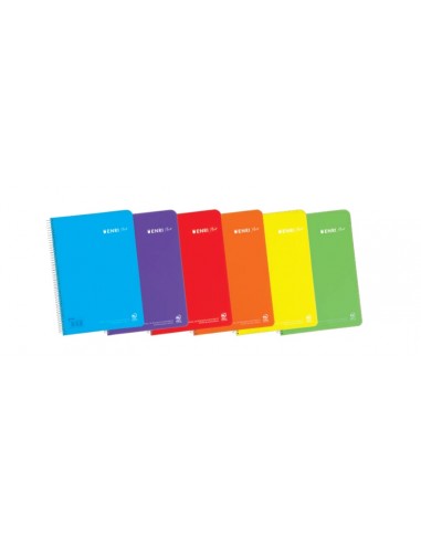 Enri Plus Pack de 5 Cuadernos Espiral Formato Cuarto 1 Linea - 80 Hojas 90gr con Margen - Cubierta de Plastico - Colores