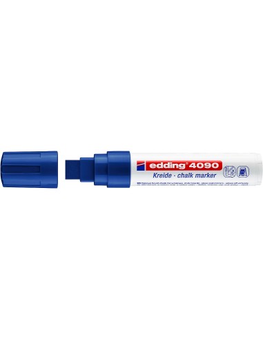 Edding 4090 Rotulador de Tiza Liquida - Punta Biselada - Trazo entre 4 y 15mm - Olor Neutro - Color Azul