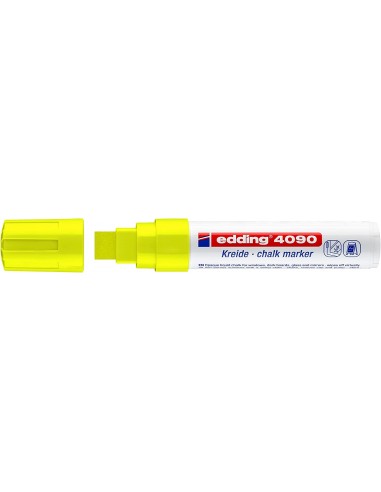 Edding 4090 Rotulador de Tiza Liquida - Punta Biselada - Trazo entre 4 y 15mm - Olor Neutro - Color Amarillo Neon