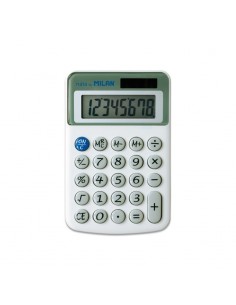 Milan Calculadora de Sobremesa 8 Digitos - 3 Teclas de Memoria y Raiz Cuadrada - Apagado Automatico - Color Blanco