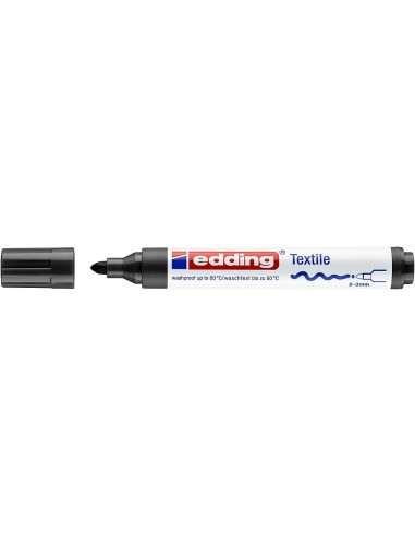 Edding 4500 Rotulador Permanente para Textil - Punta Redonda - Trazo entre 2 y 3mm - Olor Neutro - Secado Rapido - Color Negro