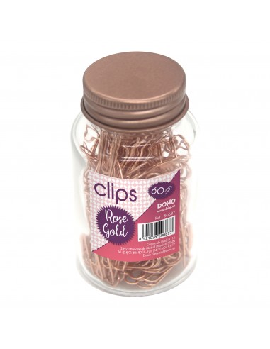 Dohe Bote de Cristal con 60 Clips Metalicos de 50mm - Color Oro Rosa