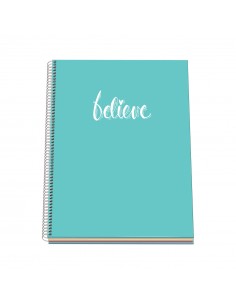 Dohe Serie Pastel Cuaderno con Espiral - Tamaño A4 de 100 Hojas 90gr - Hojas Microperforadas con 4 Taladros - Cuadricula 5mm