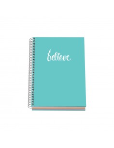 Dohe Serie Pastel Cuaderno con Espiral - Tamaño A5 de 100 Hojas 90gr - Hojas Microperforadas con 2 Taladros - Cuadricula 5mm