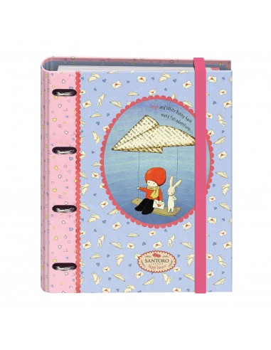 Dohe Santoro Poppi Loves Messenger Carpeta de 4 Anillas Formato A4 con Recambio de 100 Hojas - 4 Separadores de Colores -