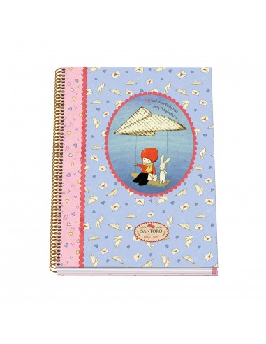 Dohe Santoro Poppi Loves Messenger Cuaderno Espiral Tapa Dura - Tamaño A4 de 100 Hojas 90gr - Hojas Microperforadas con 4