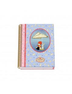 Dohe Santoro Poppi Loves Messenger Cuaderno Espiral Tapa Dura - Tamaño A5 de 100 Hojas 90gr - Hojas Microperforadas con 2
