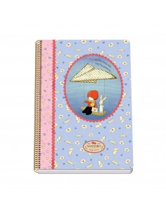 Dohe Santoro Poppi Loves Messenger Cuaderno Espiral Tapa Rigida - Tamaño Folio de 80 Hojas 90gr - Hojas con Cuadricula 4mm